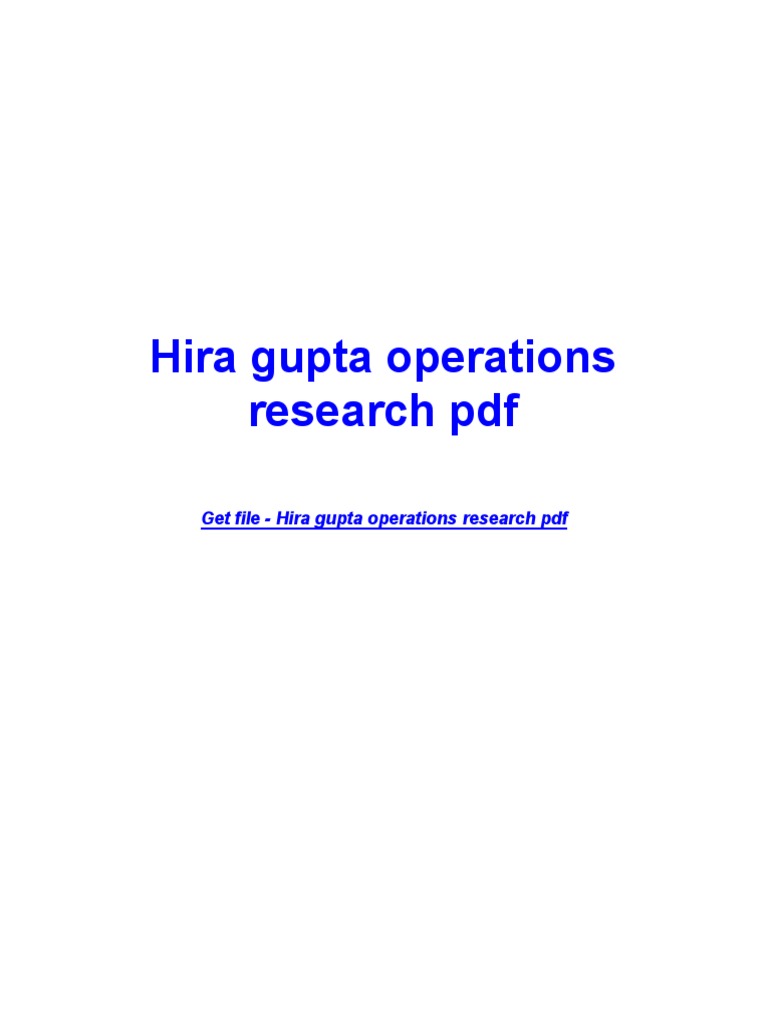 Operation research by p.k.gupta and d.s.hira free download