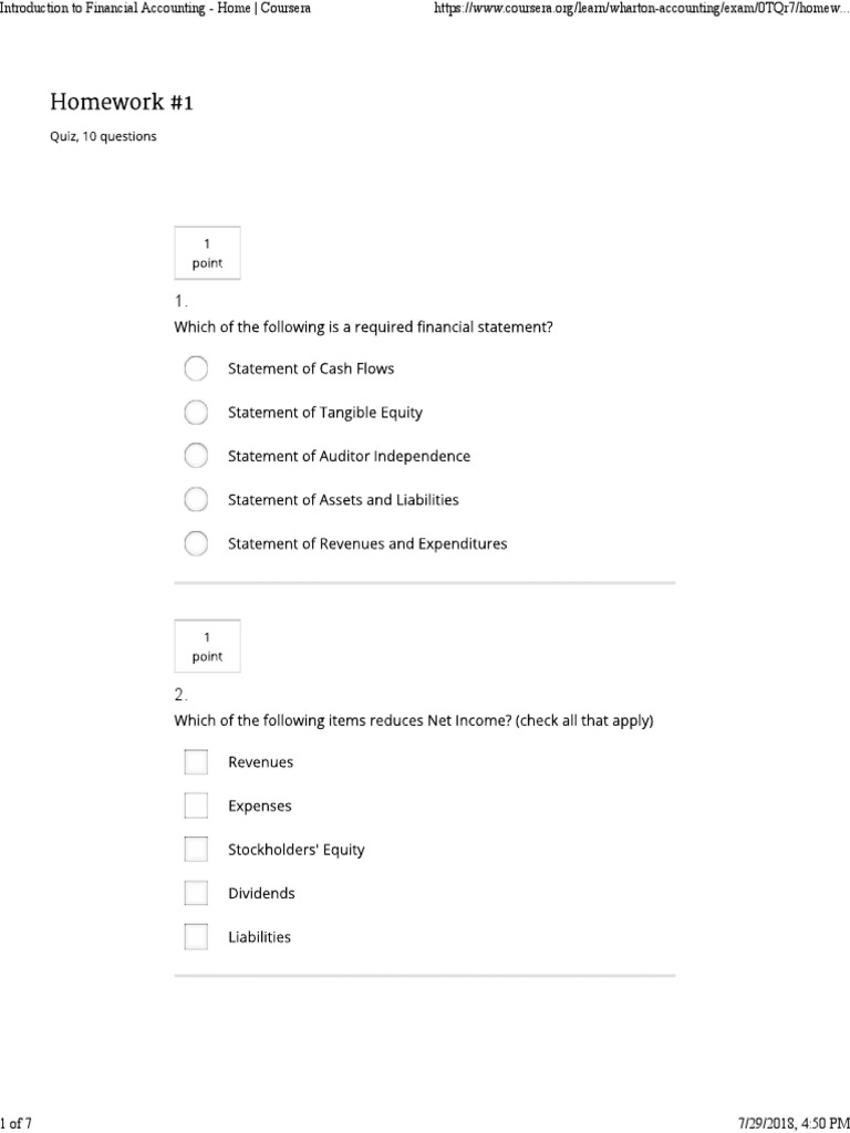 Quiz 1 PDF Retained Earnings Financial Accounting
