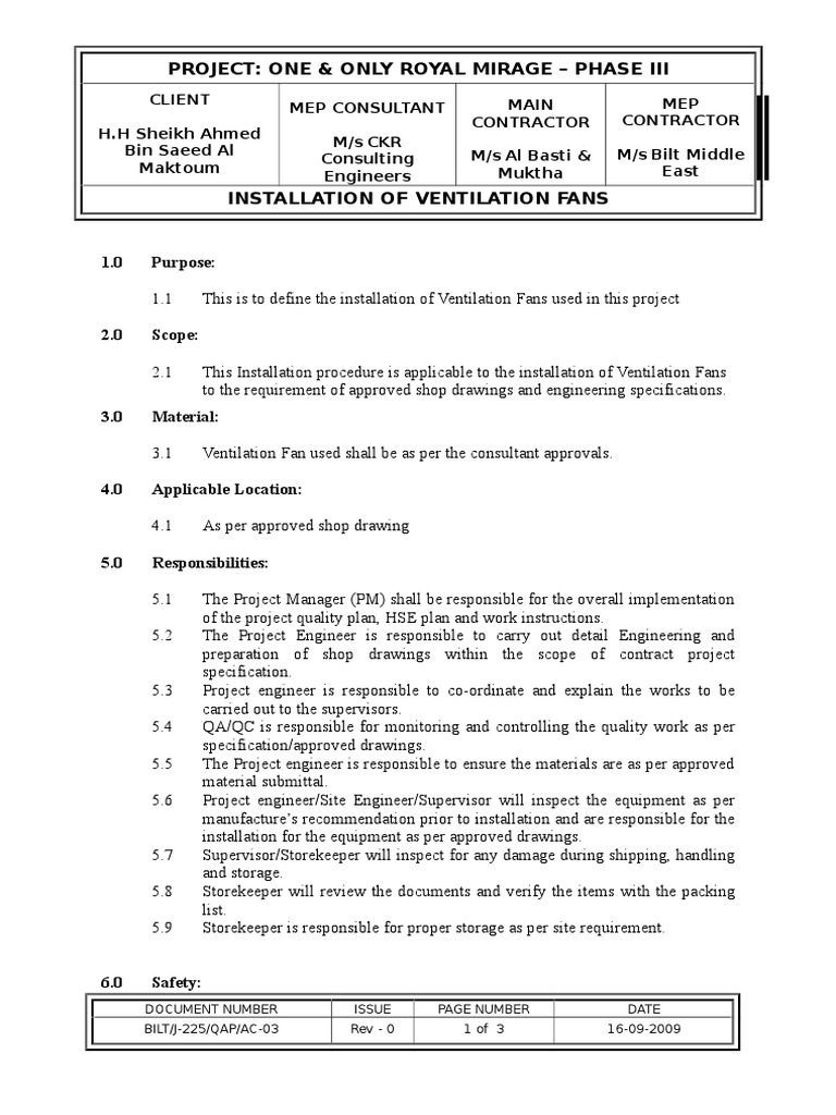 Method Statement Ventilation FansDone3 PDF Specification