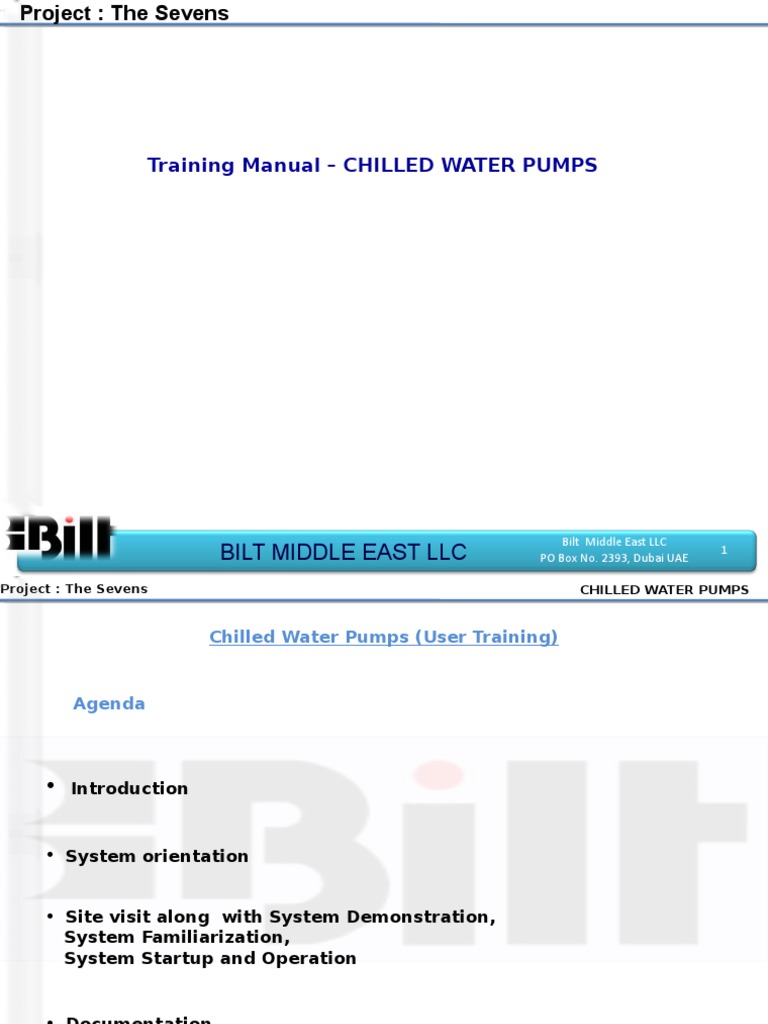 Chilled Water Pumps Training Manual | PDF | Pump | Mechanical Engineering
