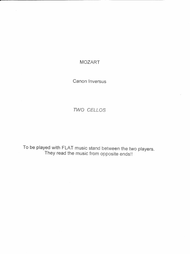 Mozart - Canon Inversus Dos Cellos PDF | PDF