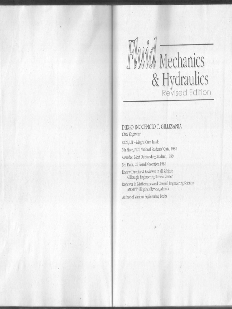 Fluid Mechanics and Hydraulics (Revised Edition) - Gillesania | PDF ...
