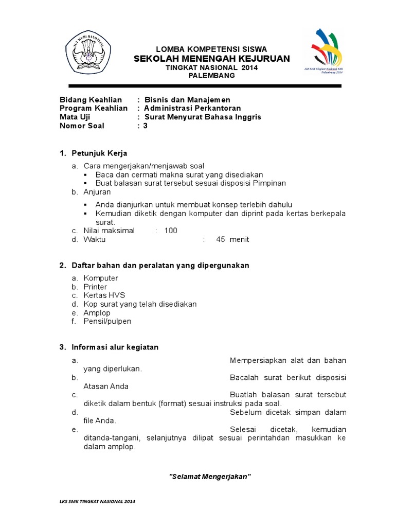 3. Soal Korespondensi Ind