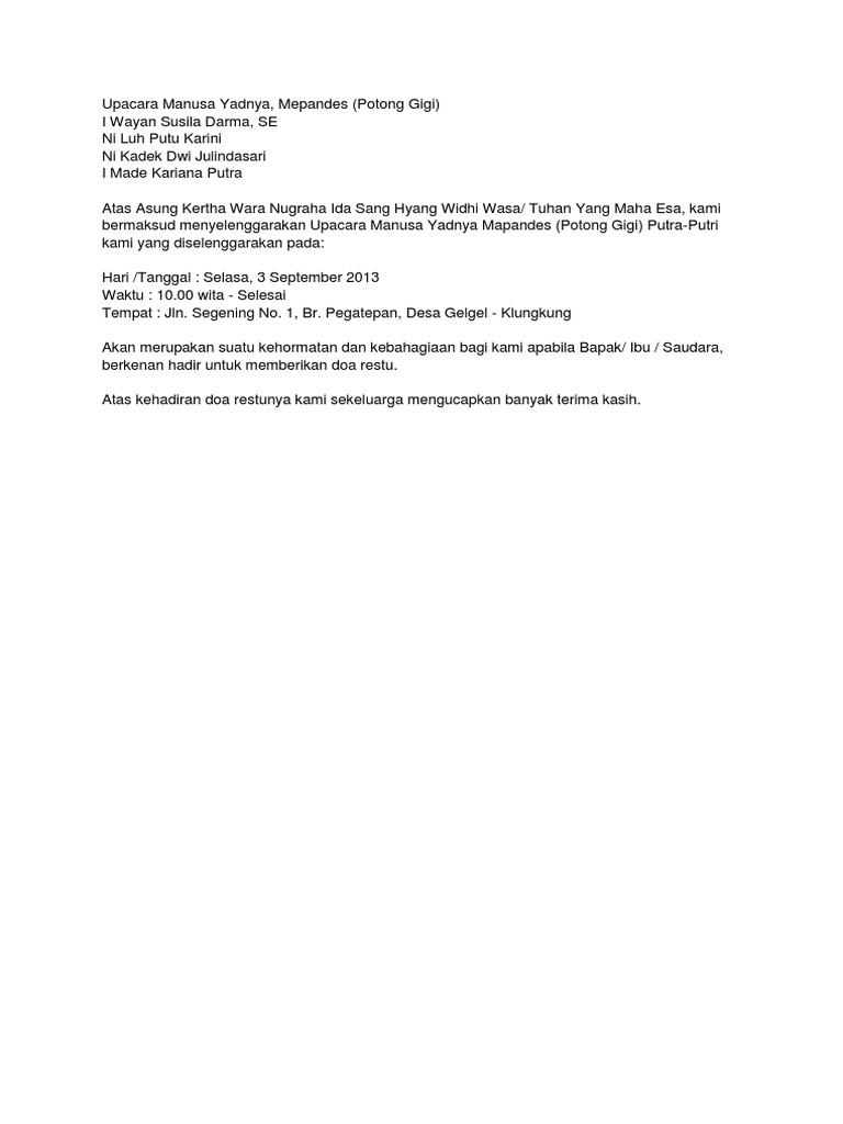 Contoh Surat Undangan Mepandes