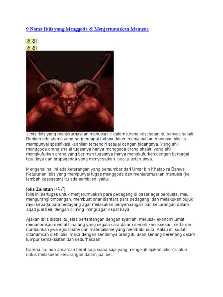 9 Nama Iblis Yang Menggoda Pdf