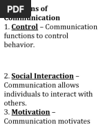 Functions of Communication