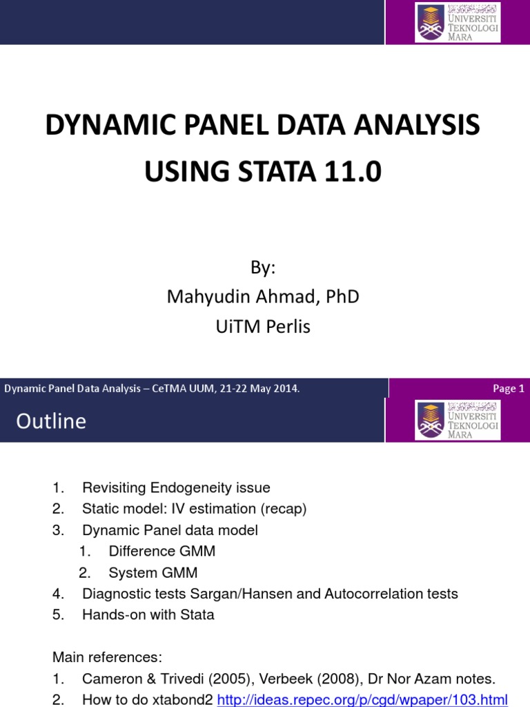 Dynamic Panel Data Analysis in Stata | PDF | Data Analysis | Scientific ...