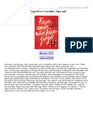  Faca Amor, Nao Faca Jogo (Em Portugues do Brasil):  9788582352076: Ique Carvalho: Libros