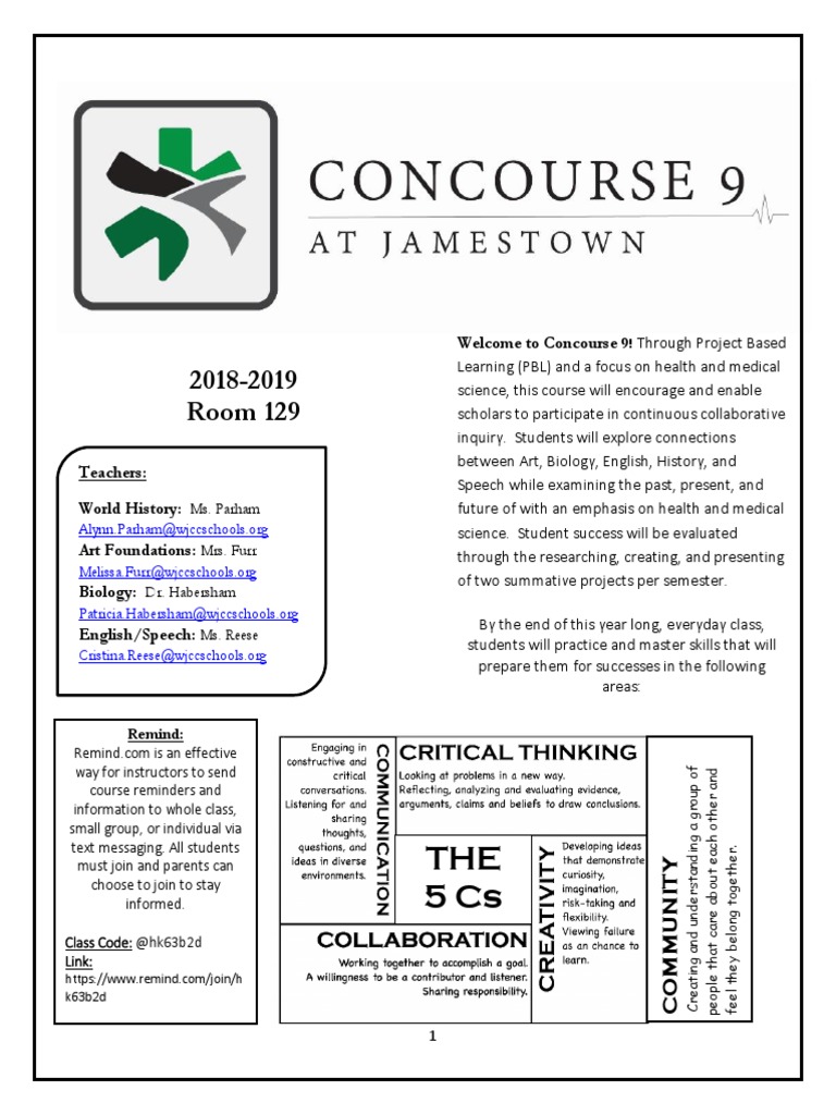 Concourse 9 Syllabus 18 19 Pdf Educational Assessment Homework