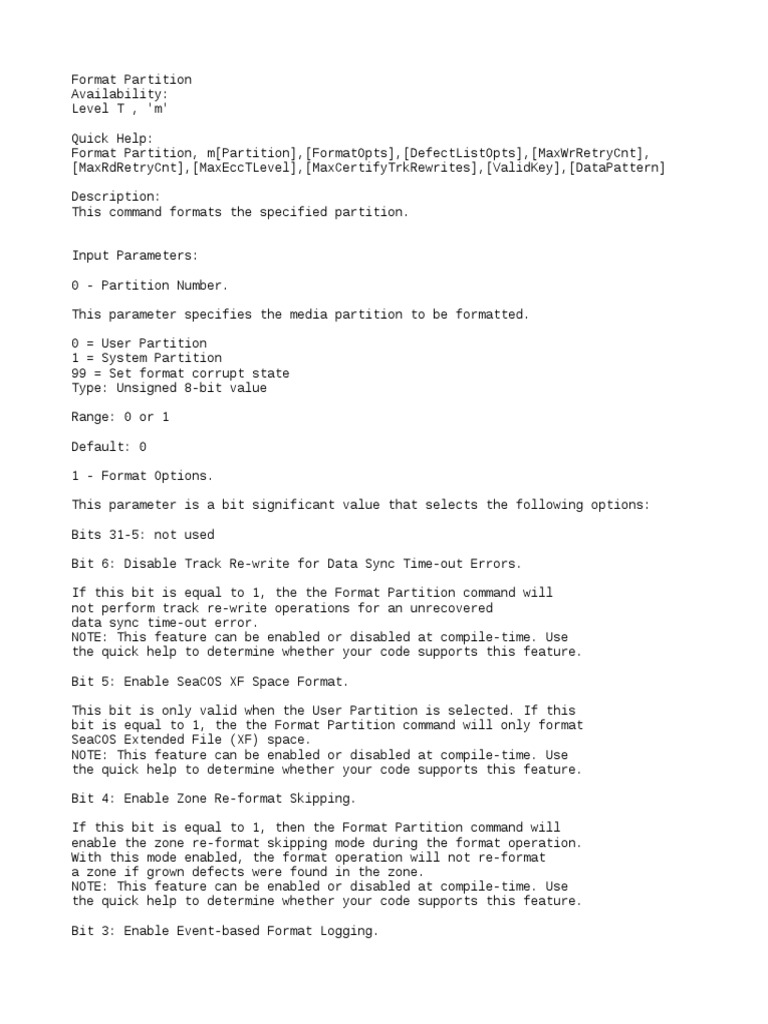 Seagate Terminal M Command PDF Parameter Programming) Bit