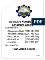 Halliday's Function of Language Theory: Prof. Jamil Akhtar