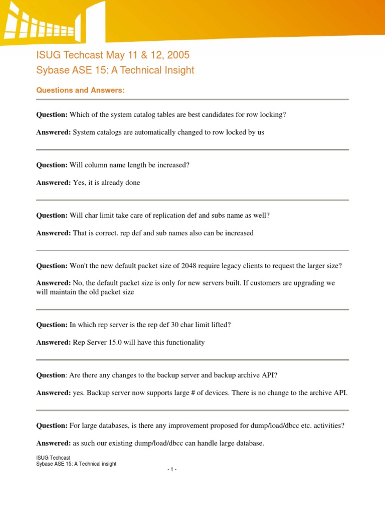 Sybase ASE 15 Techcast Insights | PDF | Computers