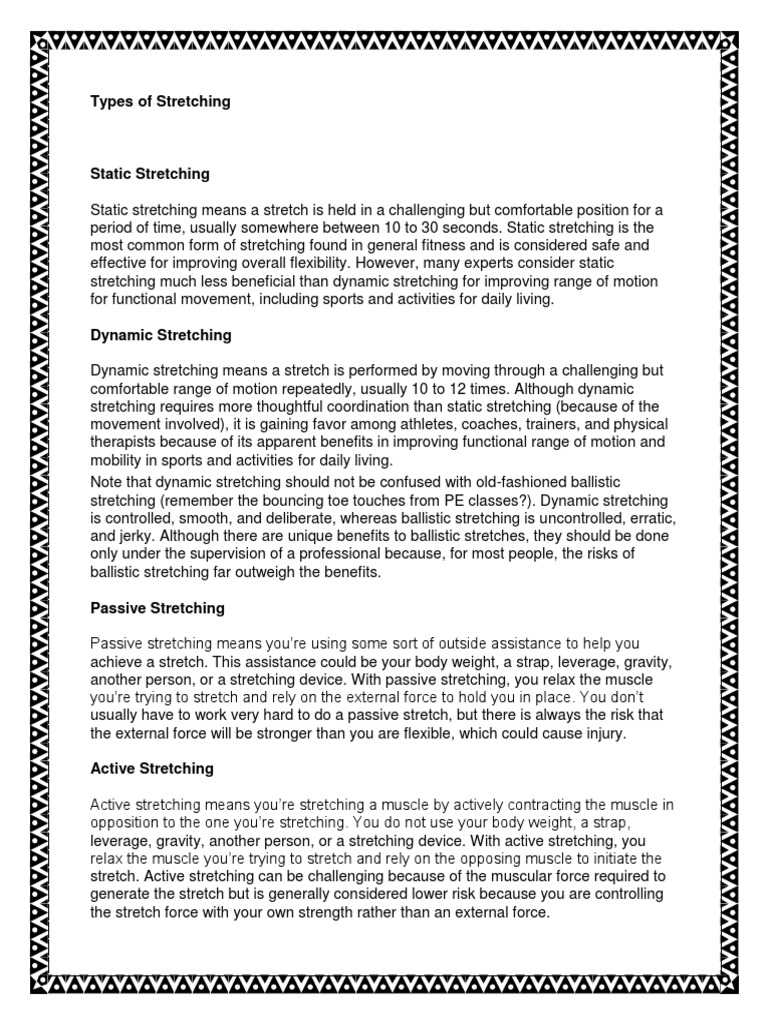 Types of Stretching Explained | PDF | Flexibility (Anatomy ...