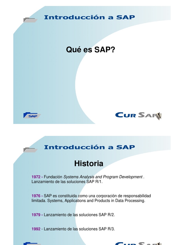 Intro Sap | PDF | Sap Se | Bases de datos