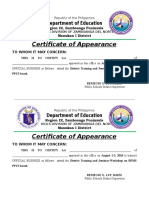 Certificate of Appearance District