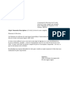 Exemple d'un demande manuscrite