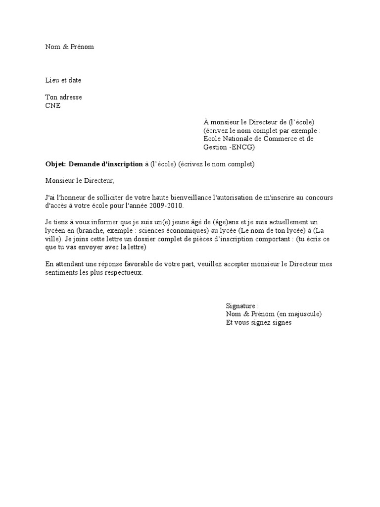 Demande Manuscrite Pdf
