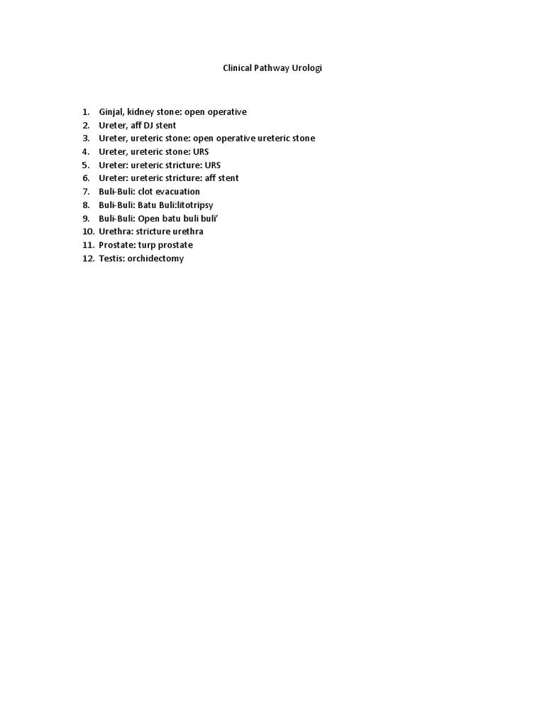 Urology Clinical Pathway Overview | PDF | Wellness