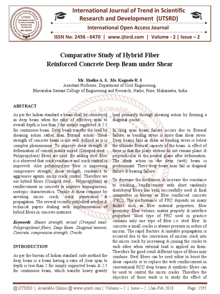 Comparative Study of Hybrid Fiber Reinforced Concrete Deep Beam Under ...