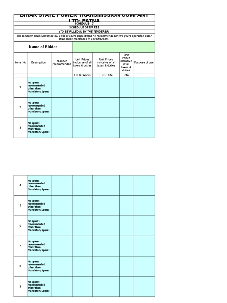 Bihar State Power Transmission Company LTD Patna Name of Bidder PDF