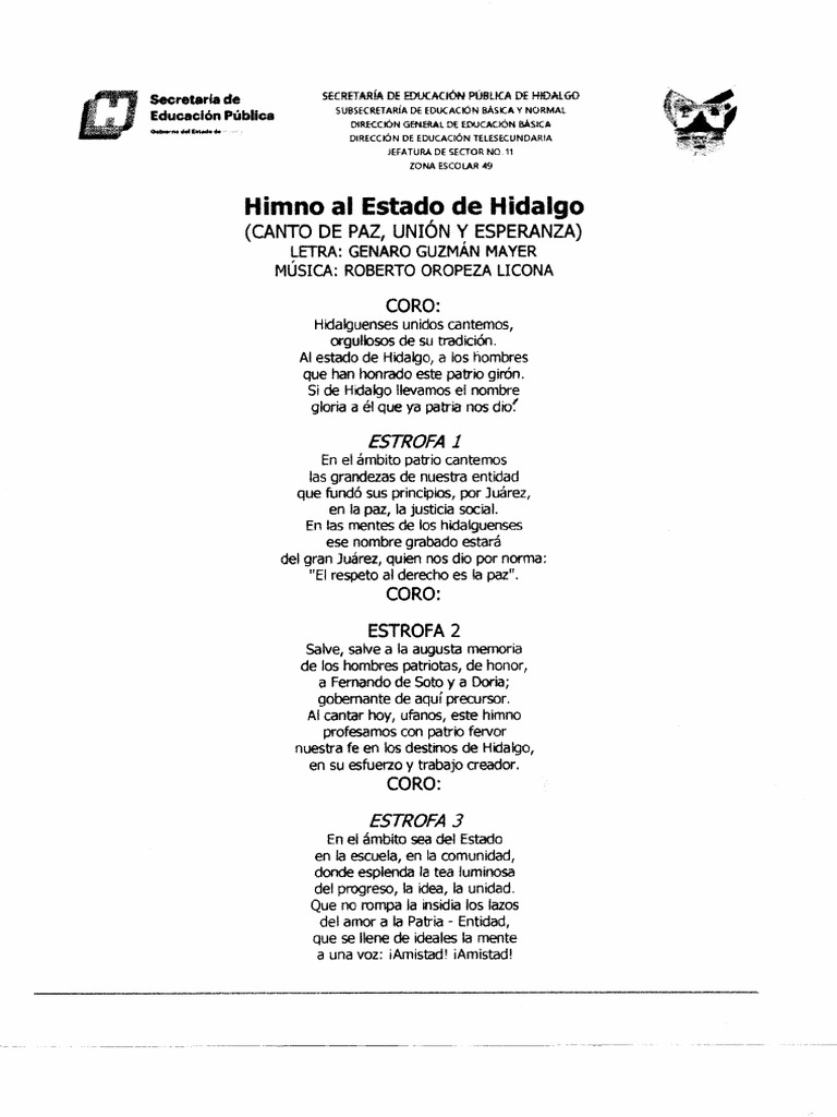 Himno Estado de Hidalgo | PDF