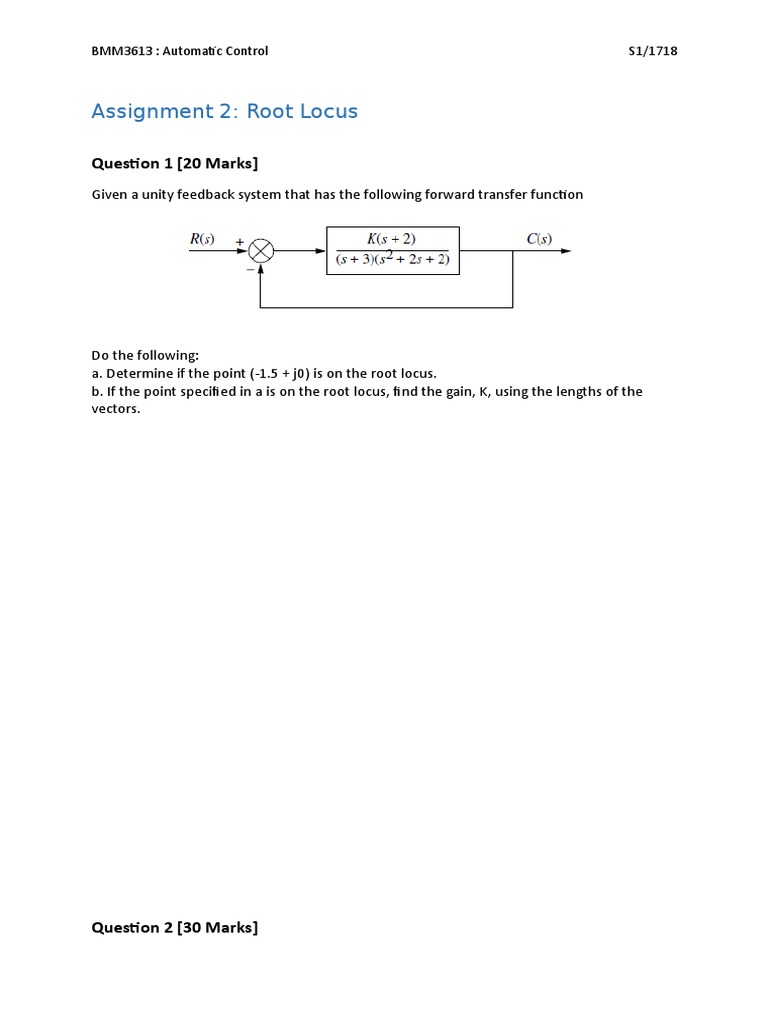 Root Locus Analysis for BMM3613 Assignment | PDF | Teaching Methods ...