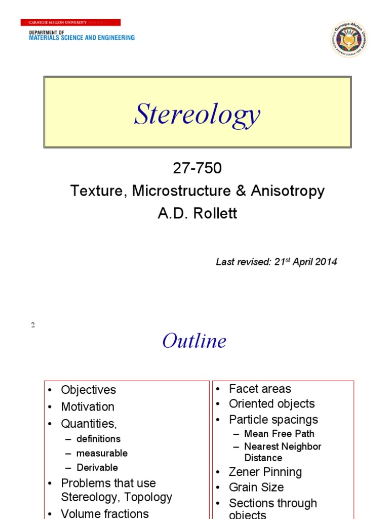 L19 Stereology 21apr14 | PDF | Sphere | Distribution (Mathematics)