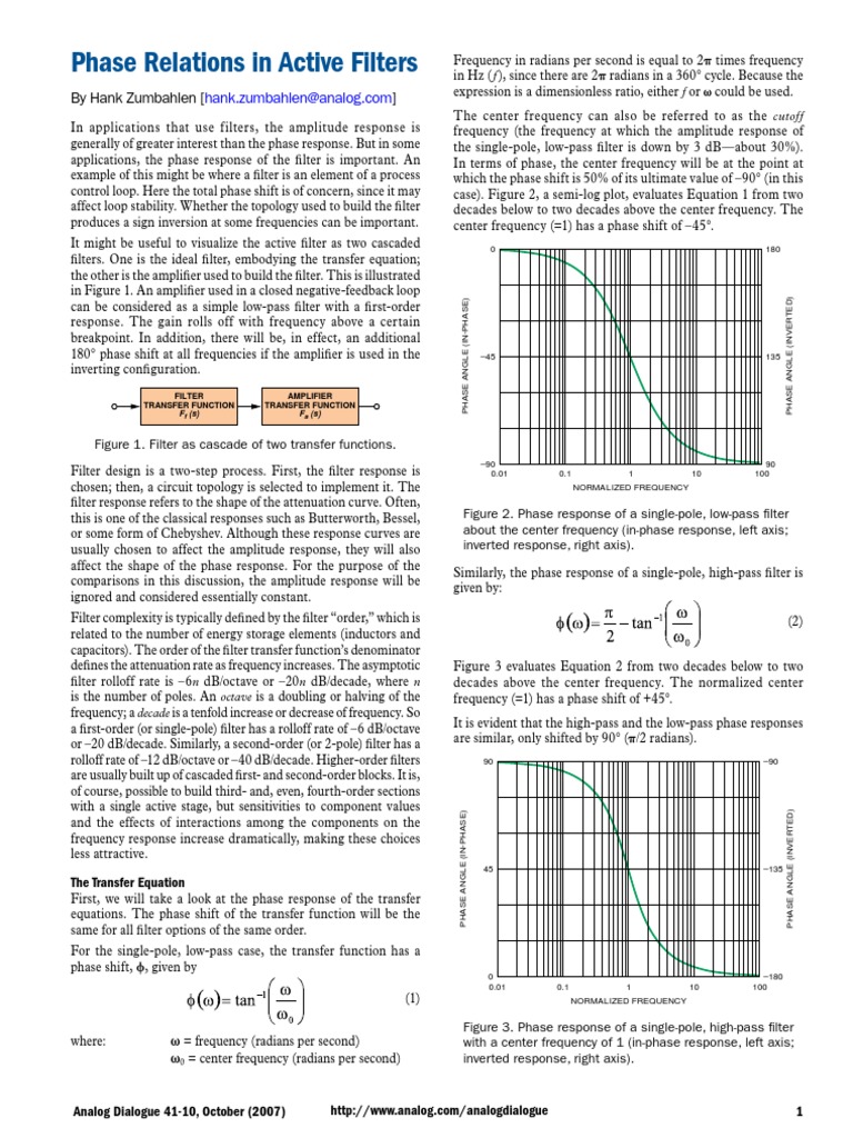 Phase Response of Low-Pass Filters | PDF | Electronic Filter | Low Pass ...