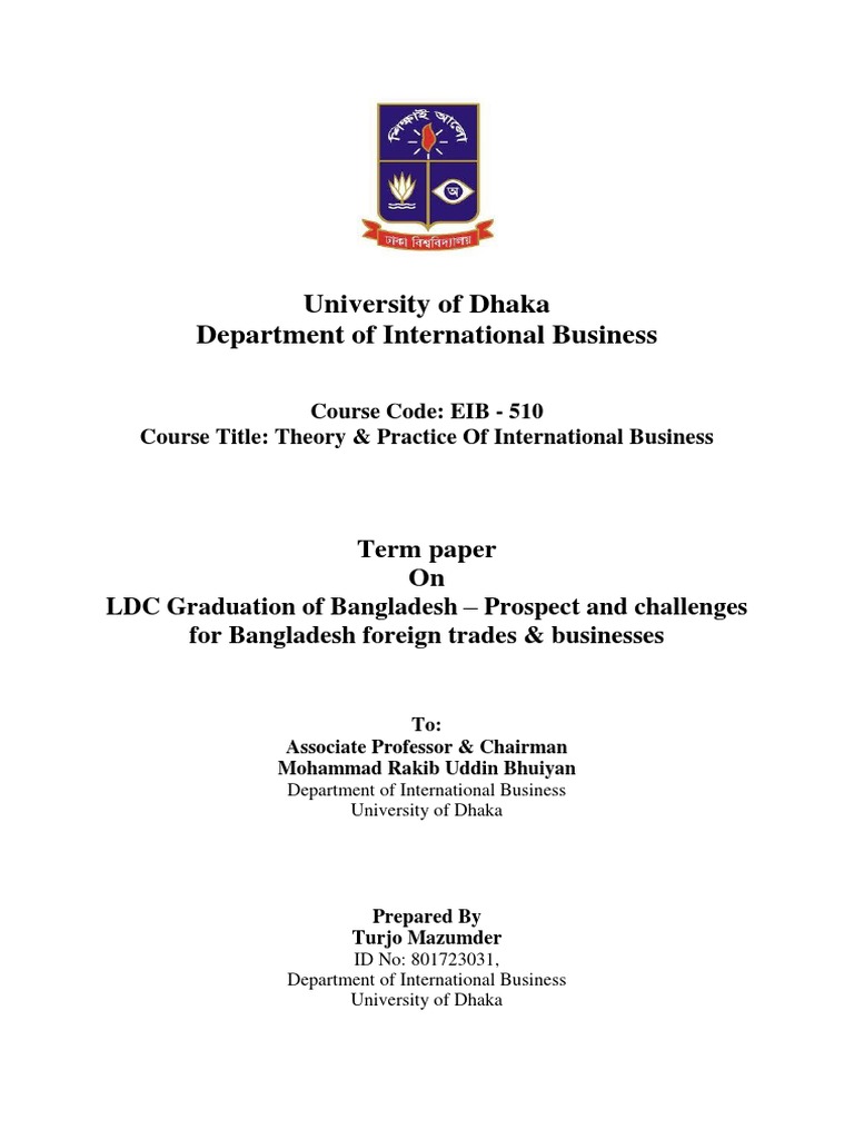 Turjo Mazumder Term Paper On LDC Graduation of Bangladesh - Prospect ...