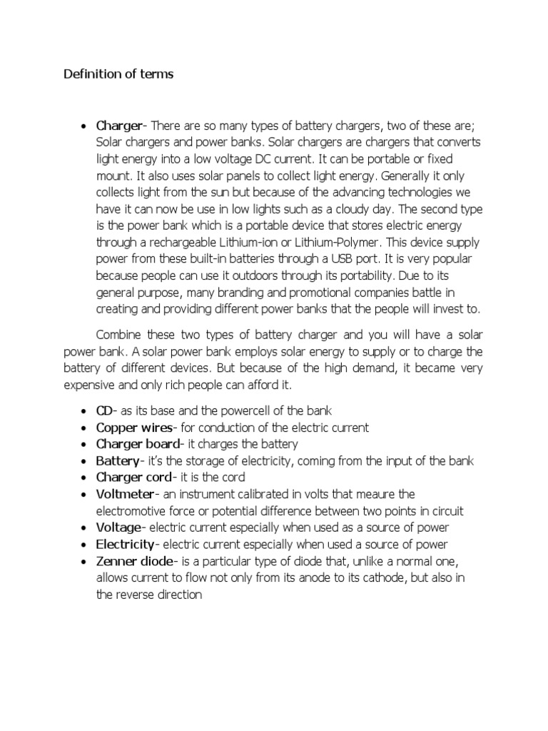 Def of Terms PDF Battery Charger Battery (Electricity)