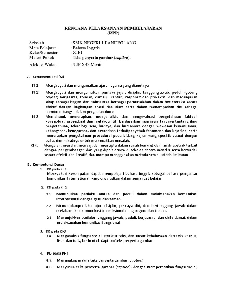 Rpp Kelas Xii Chapt 5 Caption