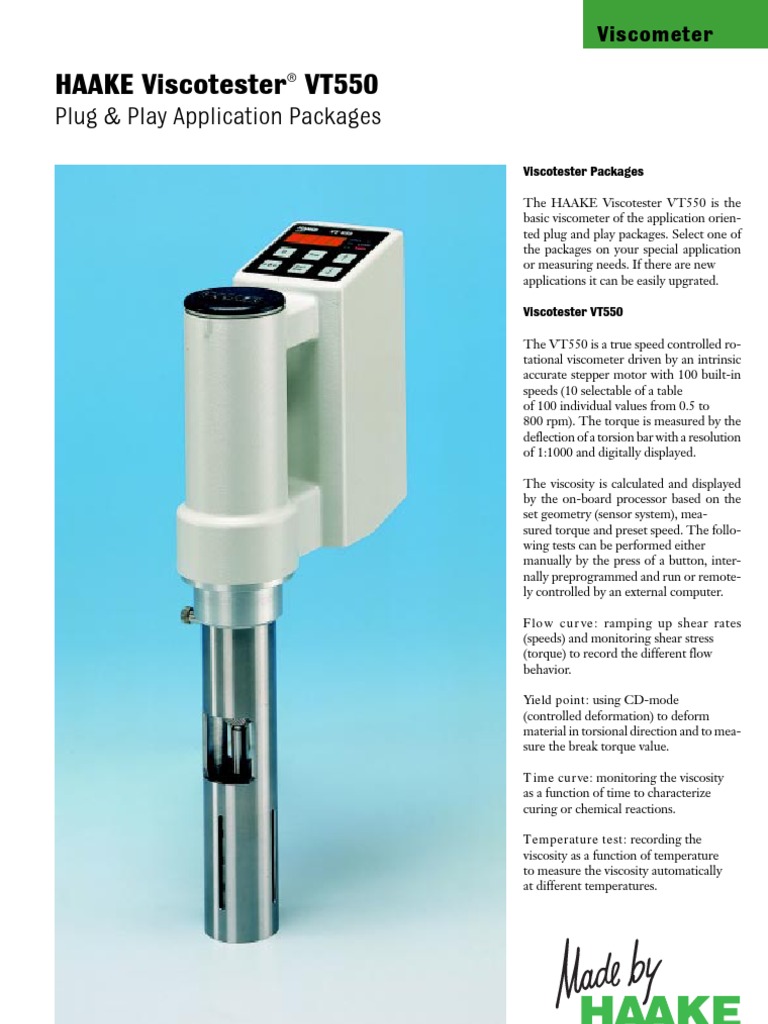 Hake ViscoTester VT550 Viscosity Continuum Mechanics