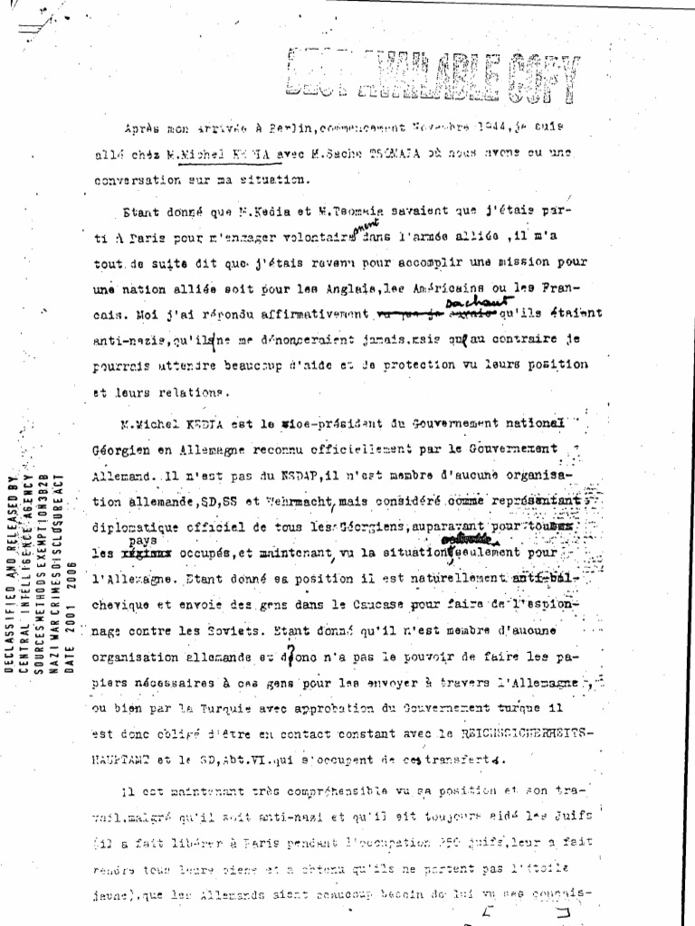 Cia File Of Michael Kedia V 111 Gehlen Organization V Number Agence Centrale De Renseignement Seconde Guerre Mondiale
