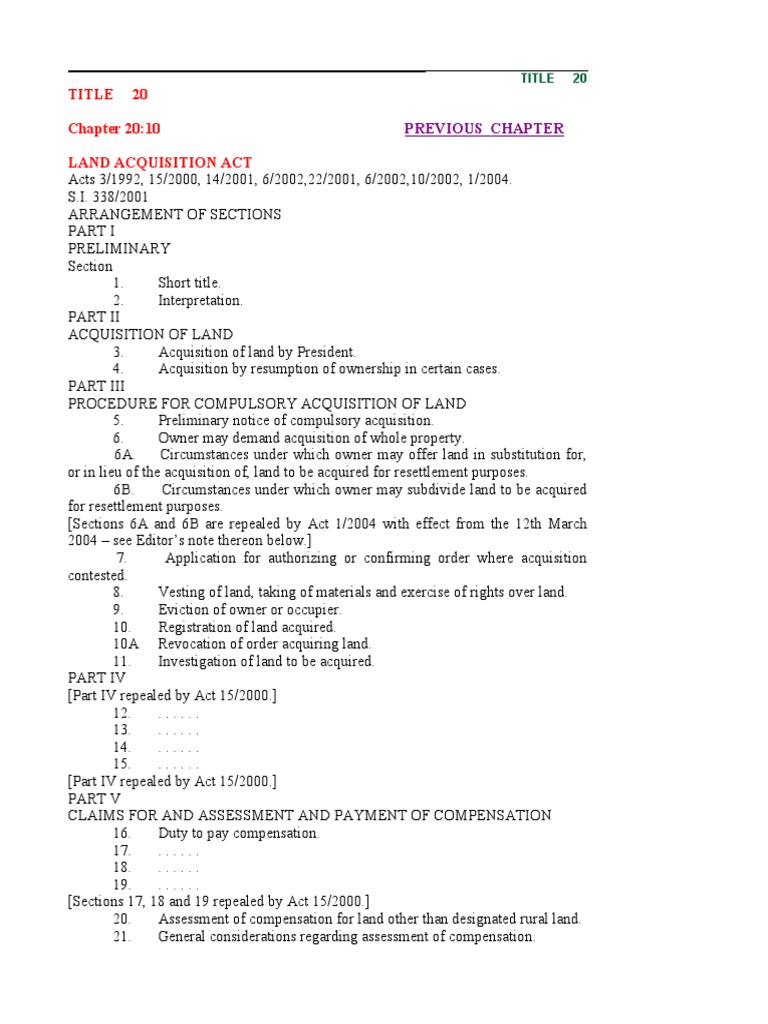 Land Acquisition Act Overview and Provisions | PDF | Eminent Domain ...