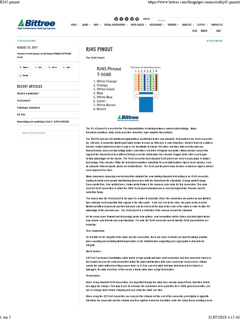 RJ45 Pinout PDF Coaxial Cable Electrical Connector