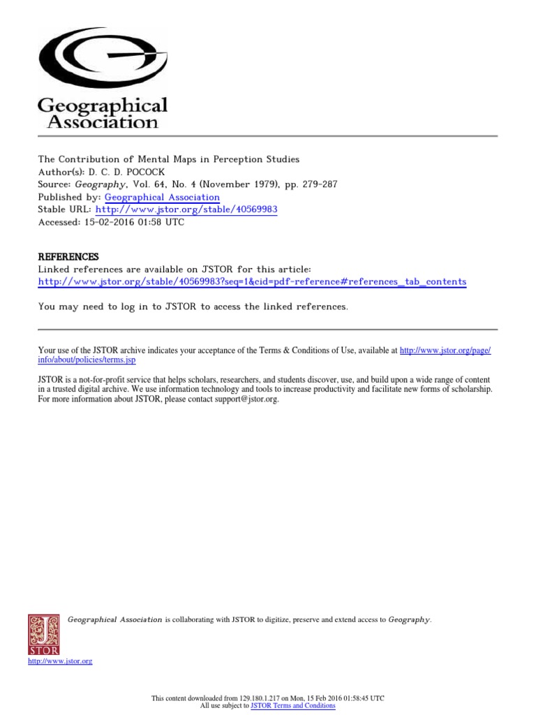 The Contribution of Mental Maps in Perception Studies - Douglas Pocock ...