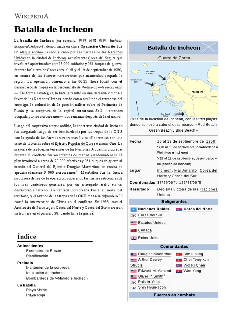 Batalla de Incheon Batalla de Inchon Guerra