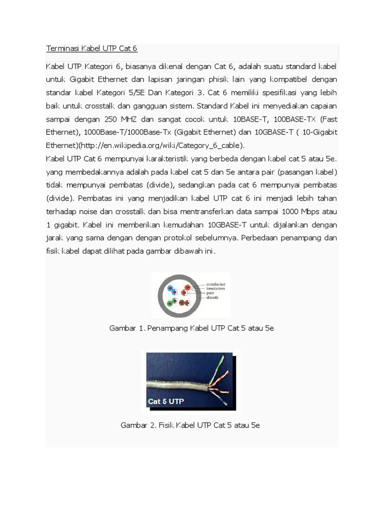 Panduan Terminasi Kabel UTP Cat 6 | PDF
