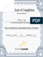 Title IX Essentials for International Students Certificate