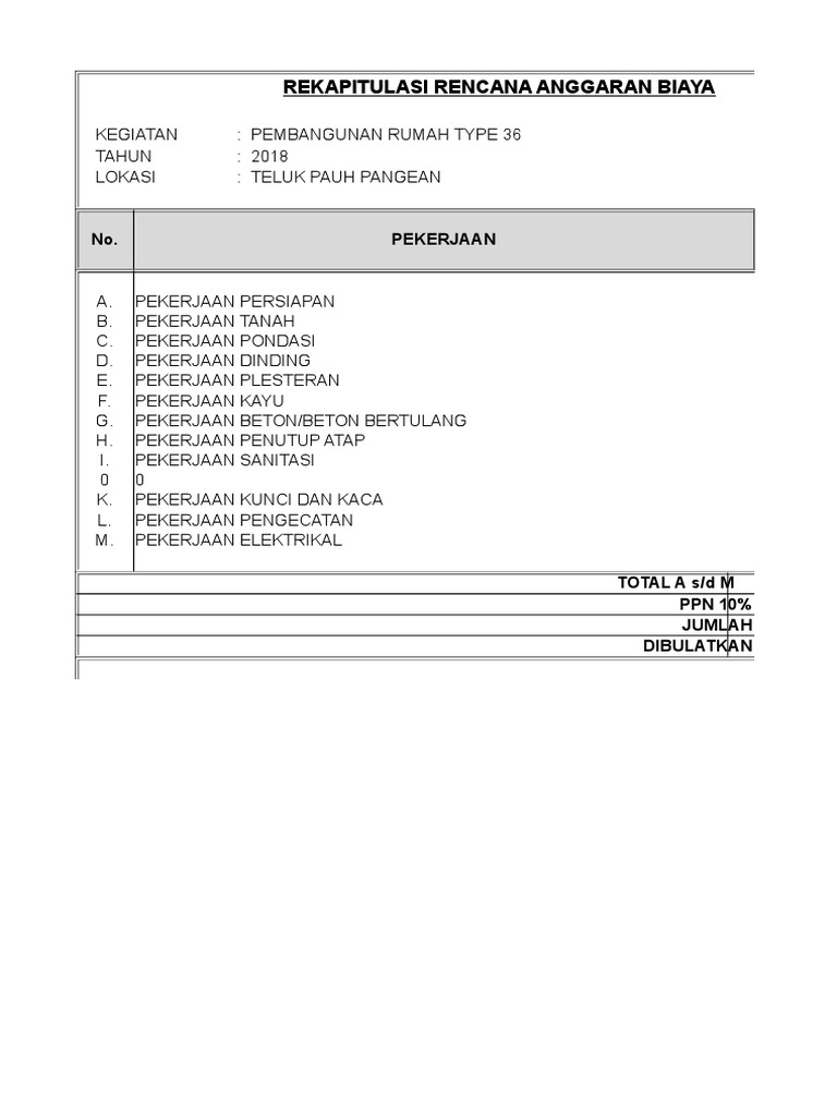 Contoh RAB Rumah Lengkap | PDF
