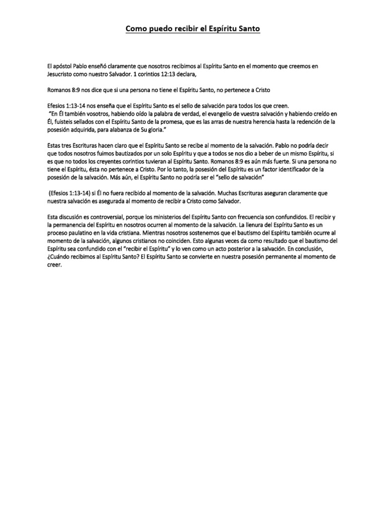 Como Puedo Resibir El Espiritu Santo Pdf