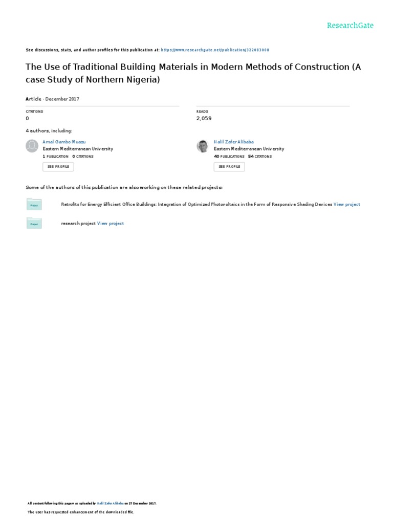 The Use of Traditional Building Materials in Modern Methods of ...