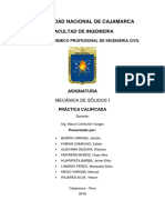 Universidad Nacional de Cajamarca: Práctica calificada de Mecánica de Sólidos I