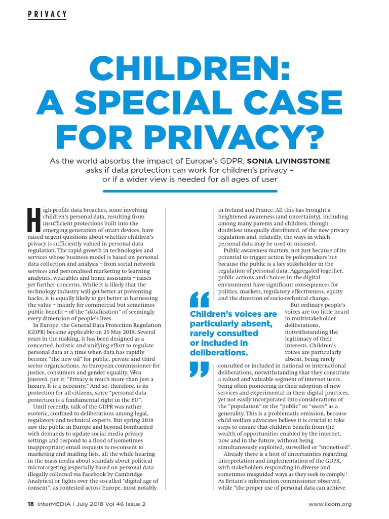 Children: A Special Case For Privacy | PDF | Privacy | Personally ...