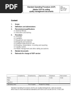 Content: Standard Operating Procedure (SOP) Master SOP For Writing Quality Management Documents