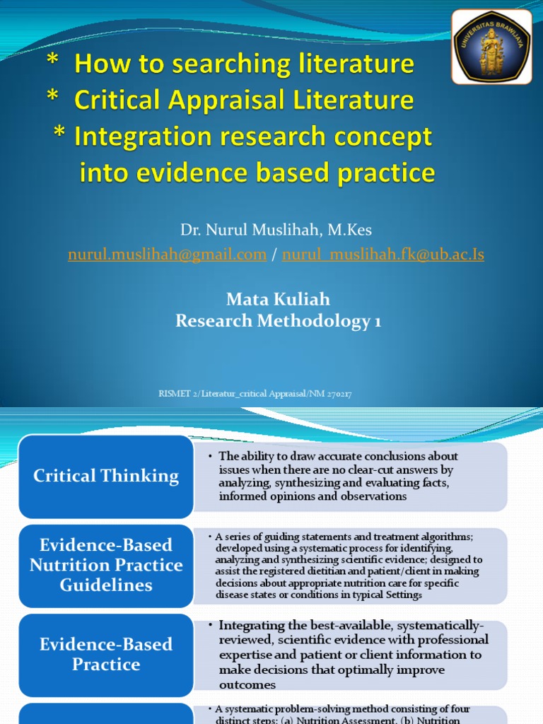 Critical Appraisal in Research Methodology | PDF | Evidence Based ...