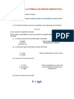 Fórmula presión hidrostática P=dgh menos de