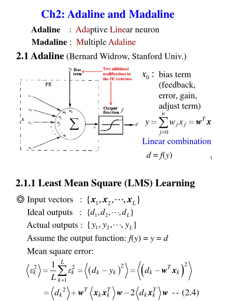 Adaline and Madaline Neural Networks | PDF | Algorithms | Applied ...