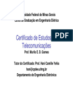 Certificado de Telecomunicações Engenharia Elétrica Ufmg