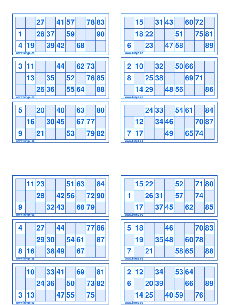 Cartones Bingo 90 Bolas Cartones Bingo 90 Bolas PDF | PDF | Deportes